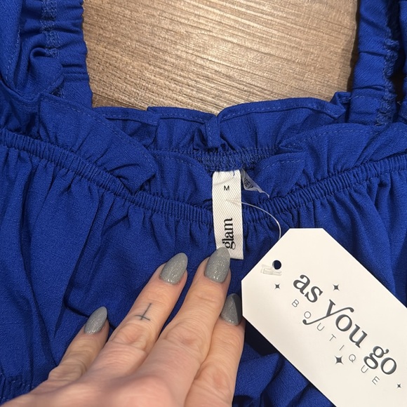 NWT Glam royal blue blouse . - Picture 2 of 6